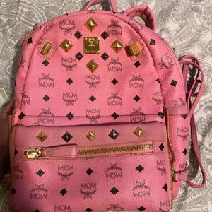 MCM Worldwide Hot Pink leather studs backpack